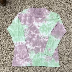 We The Free Tie-Dye Long Sleeve Tee - Purple and Green Free People